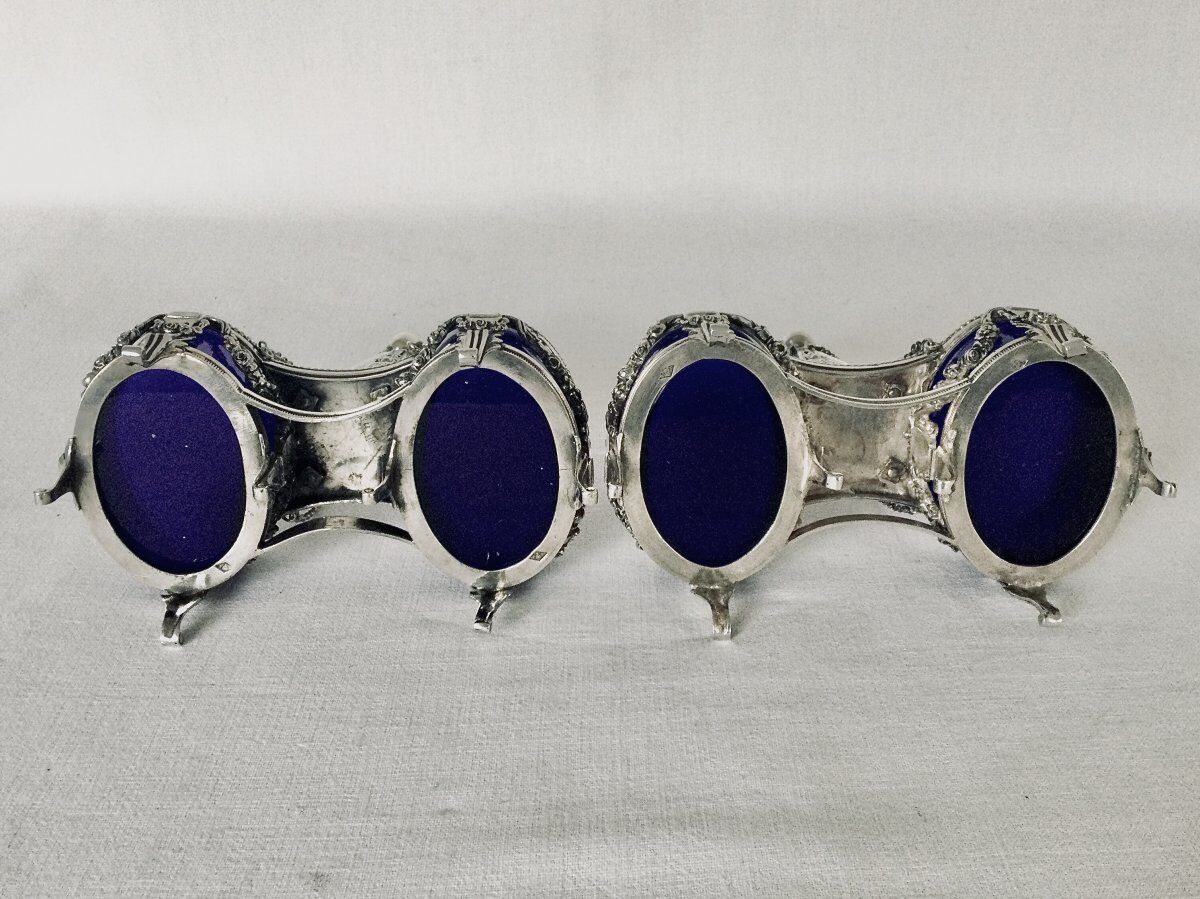 Pair of solid silver salt pans