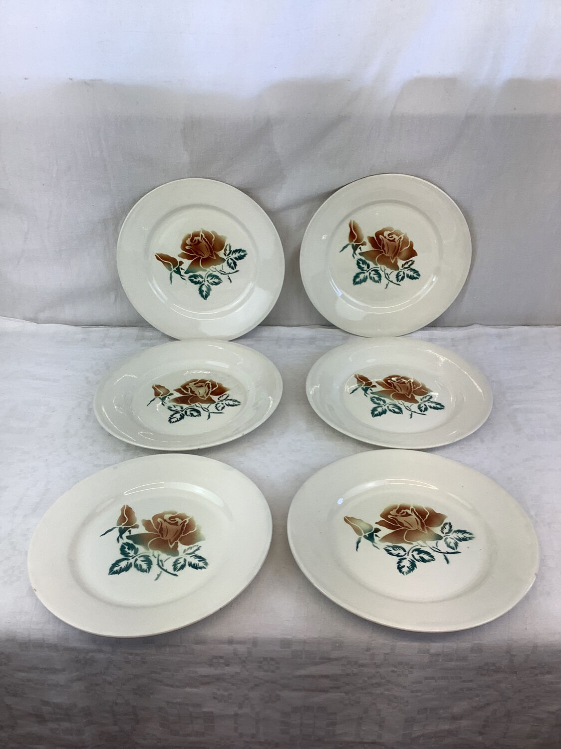 6 old flat plates made in France Digoin