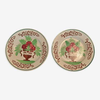 Assiettes plates Sarreguemines fin XIXème série de deux