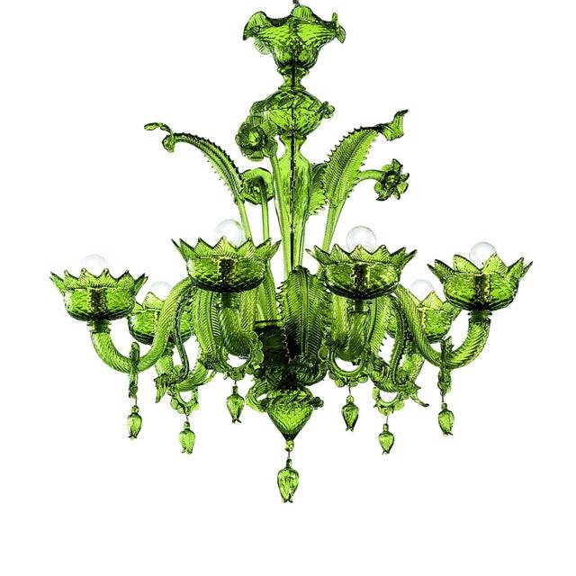 Contemporary greeen murano glass chandelier