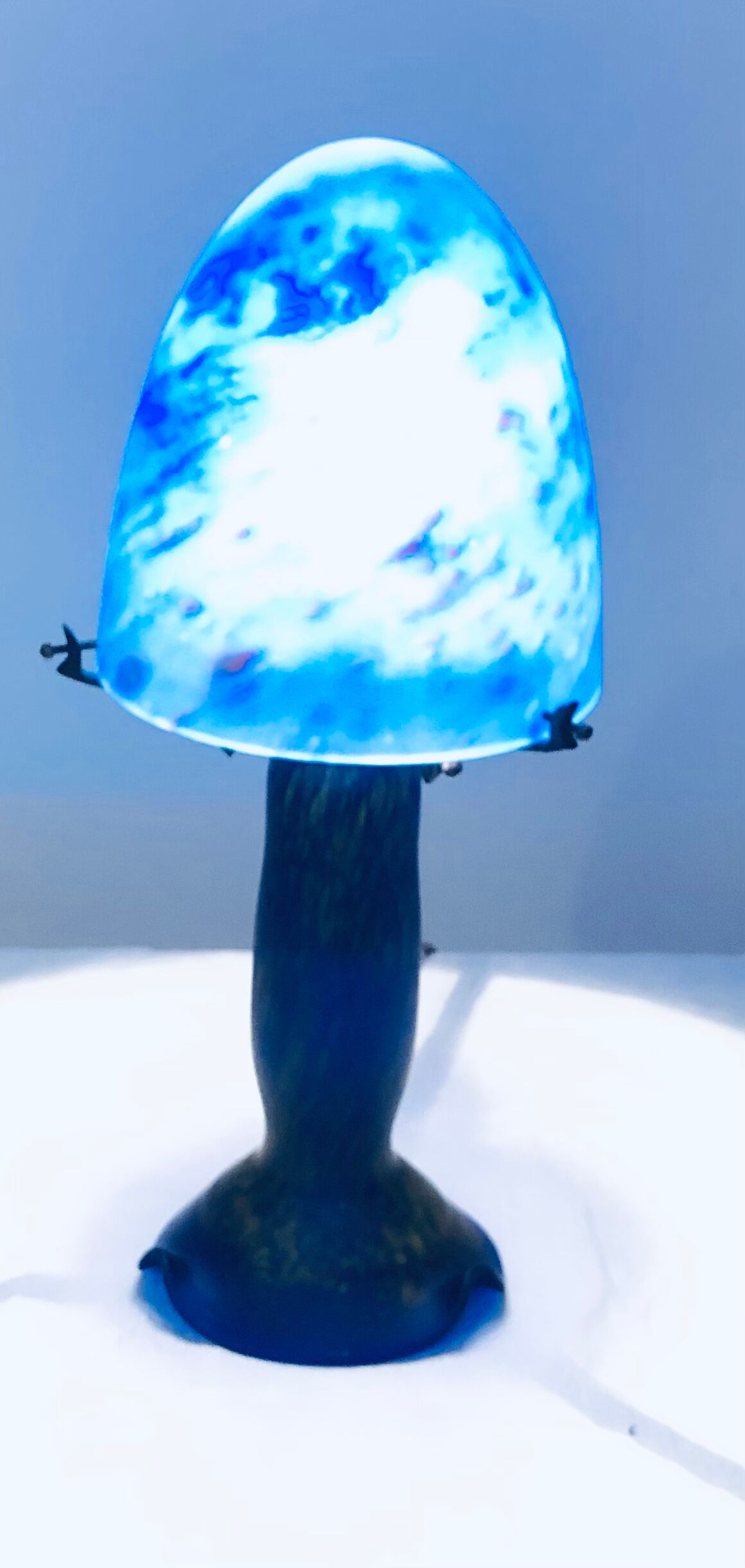 Vintage mushroom lamp in Klein blue marmorean glass paste