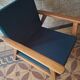 Danish teak lounge chair with sea blue-green fabric, 1960s