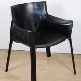 Fauteuil vintage en cuir noir - Années 80