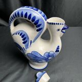 Pitcher bottle hen earthenware white blue USSR 20th century