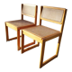 Paire de chaises cannées bois vernis vintage