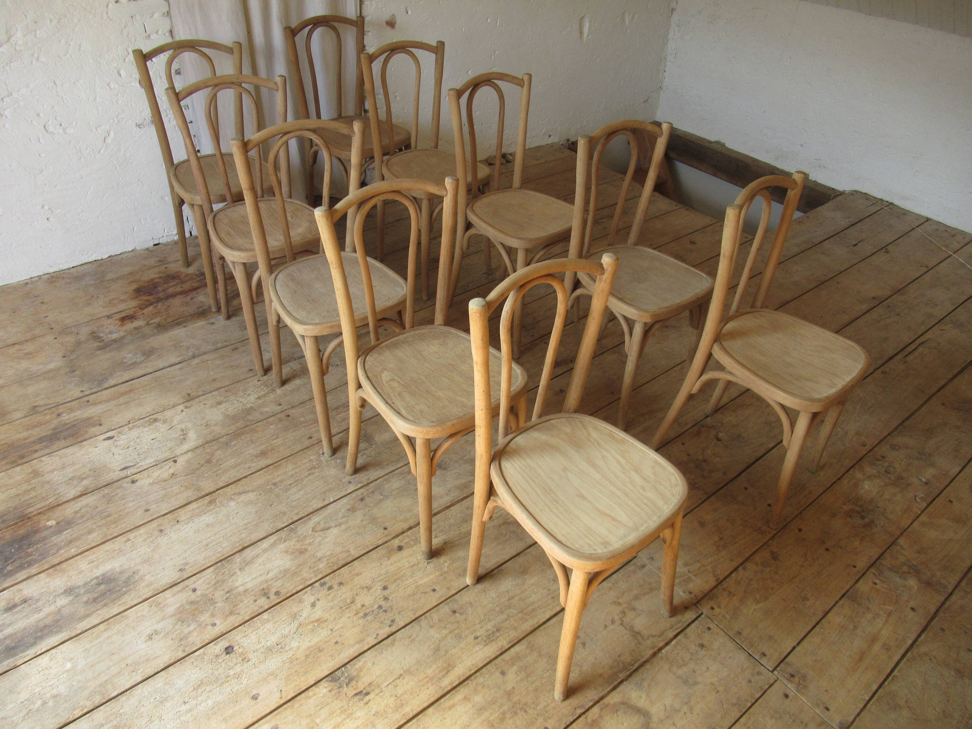 Raw wood bistro chairs.