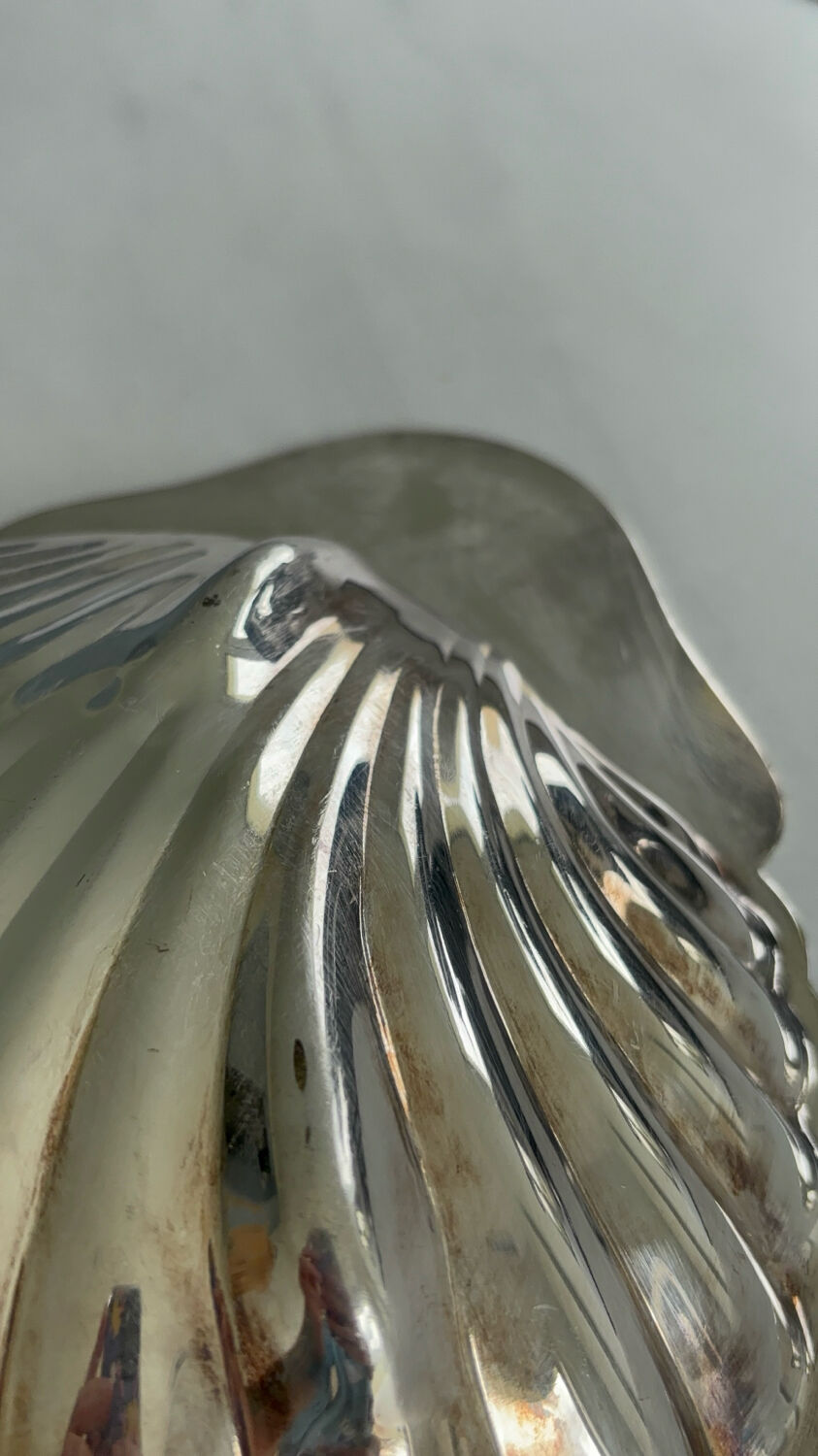 Silver-plated shell catchall – vintage shell decorative tray