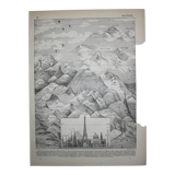 Engraving • Height, mountain, altitude • Original lithograph from 1898