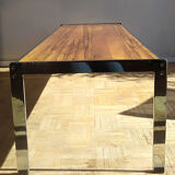 Coffee table in chrome and rosewood metal 1970