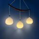 Teak wood and opaline glass chandelier 512 by Uno & Östen Kristiansson for Luxus, Sweden