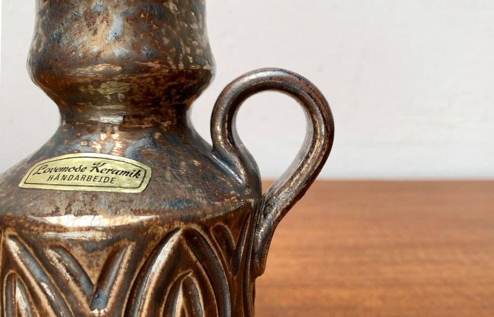Carafe vase from Lovemose Danish Pottery Studio, mid-century Denmark, 1960s.