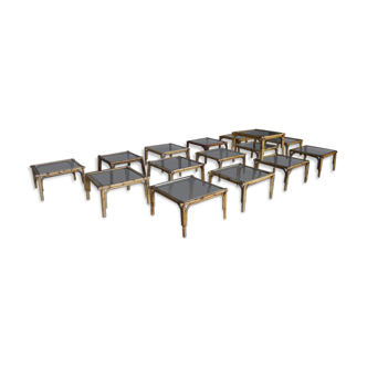 Set of eighteen rattan coffee tables 1950'