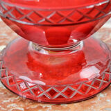 Bohemian red crystal vase decorated with vine leaves, 19th century