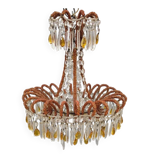 Lustre ancien à décor de pampilles, fin XIXème