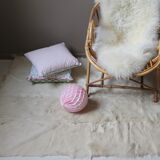 Vintage white goat skin 132 X 120 cm