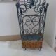 Shabby chic French umbrella stand in metal and woven wicker – storage