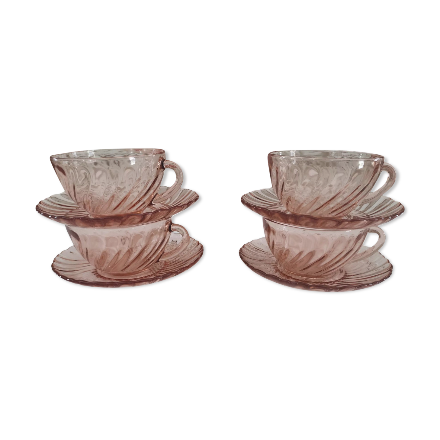 Set of 4 vintage tea cups or long coffee in rosaline Arcoroc France