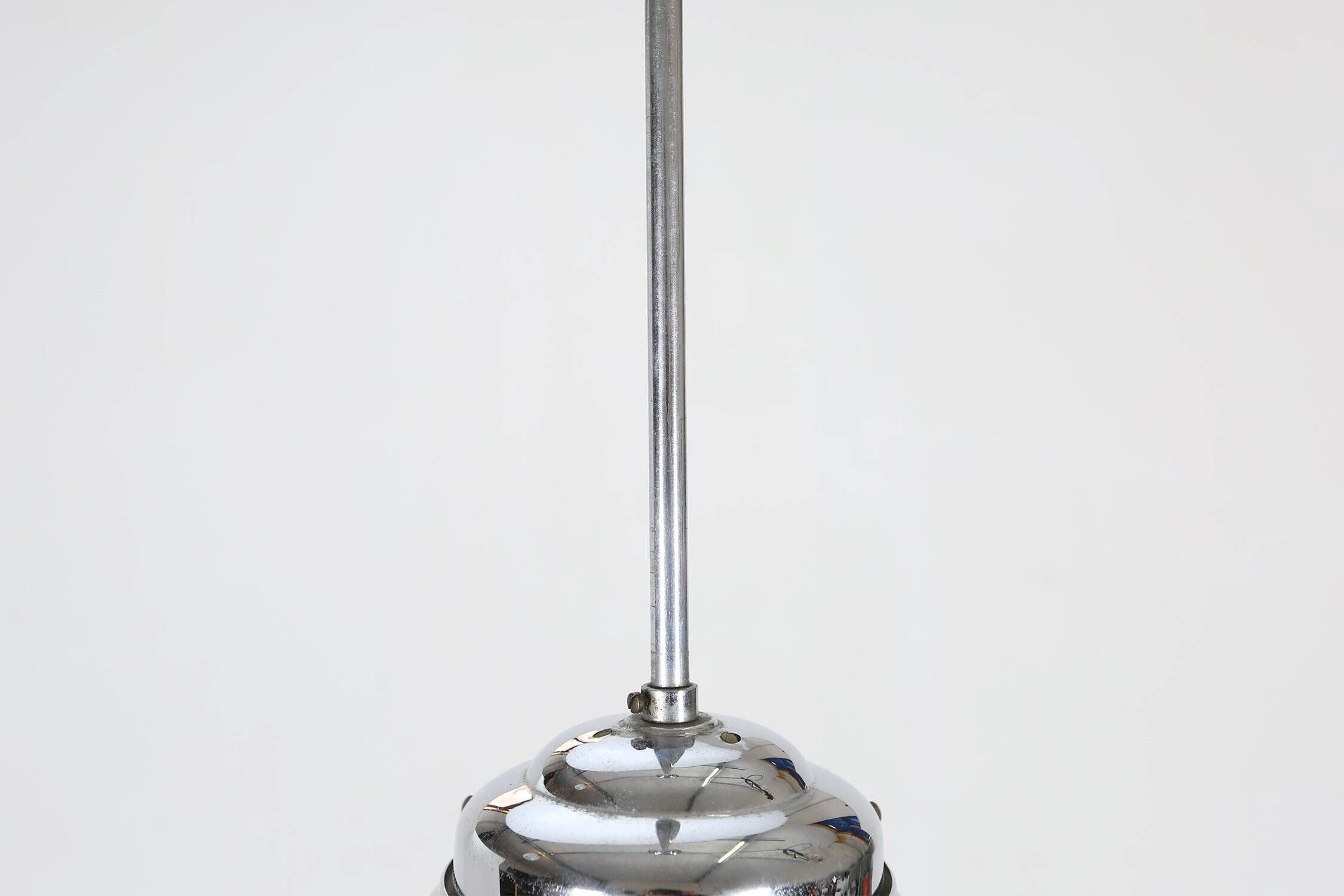 French Art Deco Pendant Lamp with Green Glass Shade, 1940