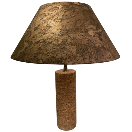 Lampe de table italienne en liège et laiton du milieu du siècle