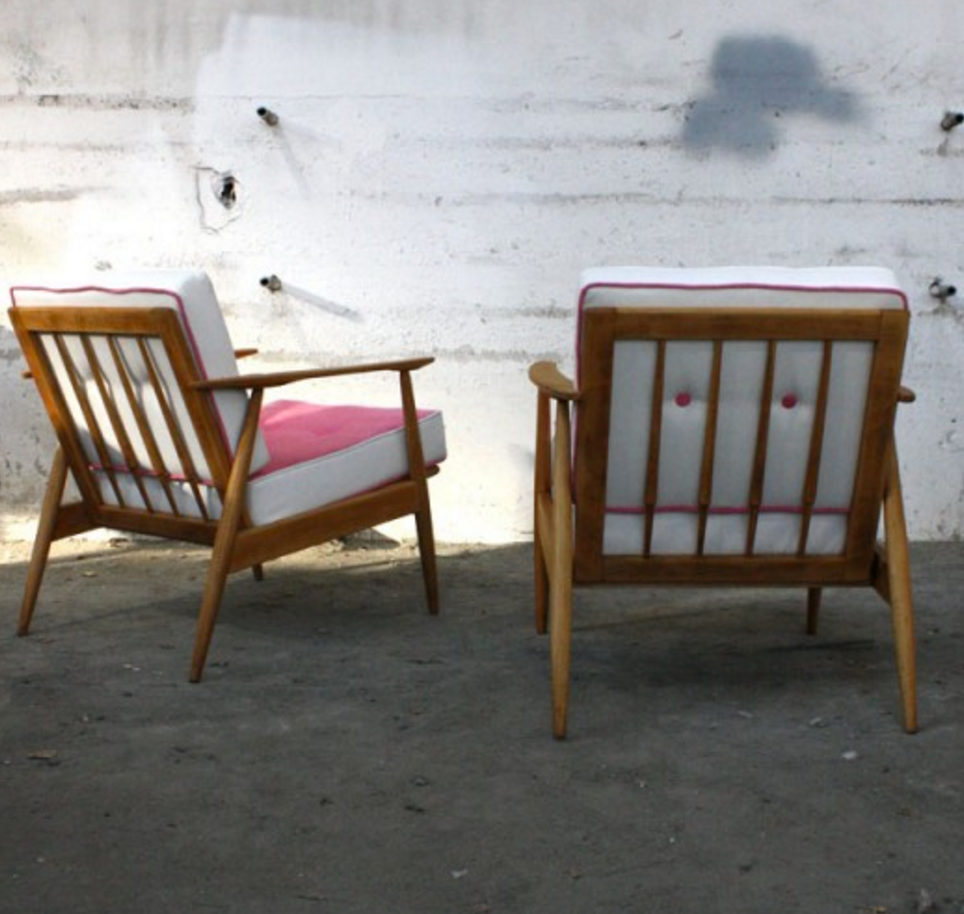 Fauteuil scandinave vintage rose