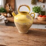 Ancient yellow glazed terracotta jug – South of France – early 10th century