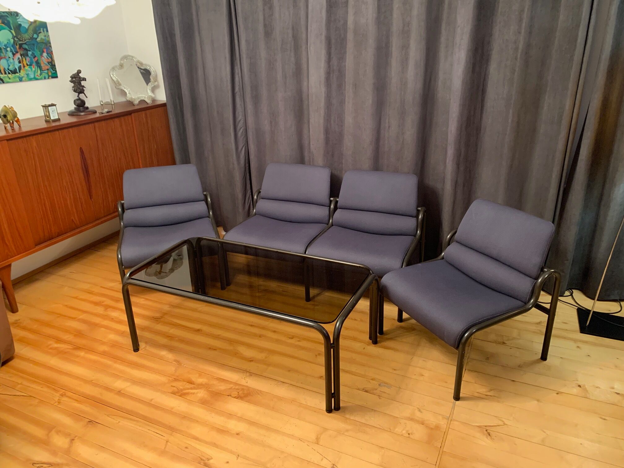 G30 set, sofa, 2 armchairs and coffee table designed by Martin Stoll, Germany, 1980s.