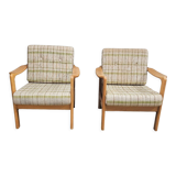 Pair of vintage scandinavian armchairs 1970 scottish fabric