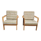 Pair of vintage scandinavian armchairs 1970 scottish fabric