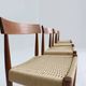 Set of 4 Paper Cord Danish Dining Chairs by Arne Hovmand-Olsen for Mogens Kold