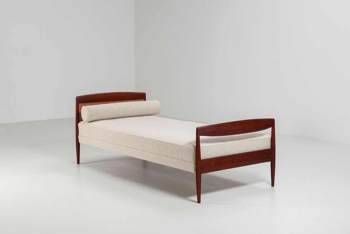 Scandinavian daybed in teak and cane Denmark 1960