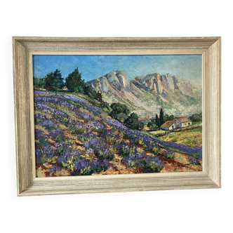 Signed mountain landscape