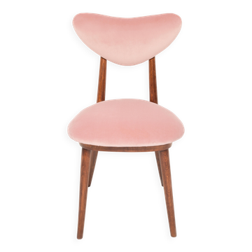 Mid-century light pink velvet heart-shaped chair, Europe, 1960s.