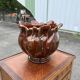 Flamed ceramic planter – in the style of Massier