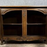 Magnificent curved woodwork buffet with double secret bottom, Louis XV style, in oak, circa 1900