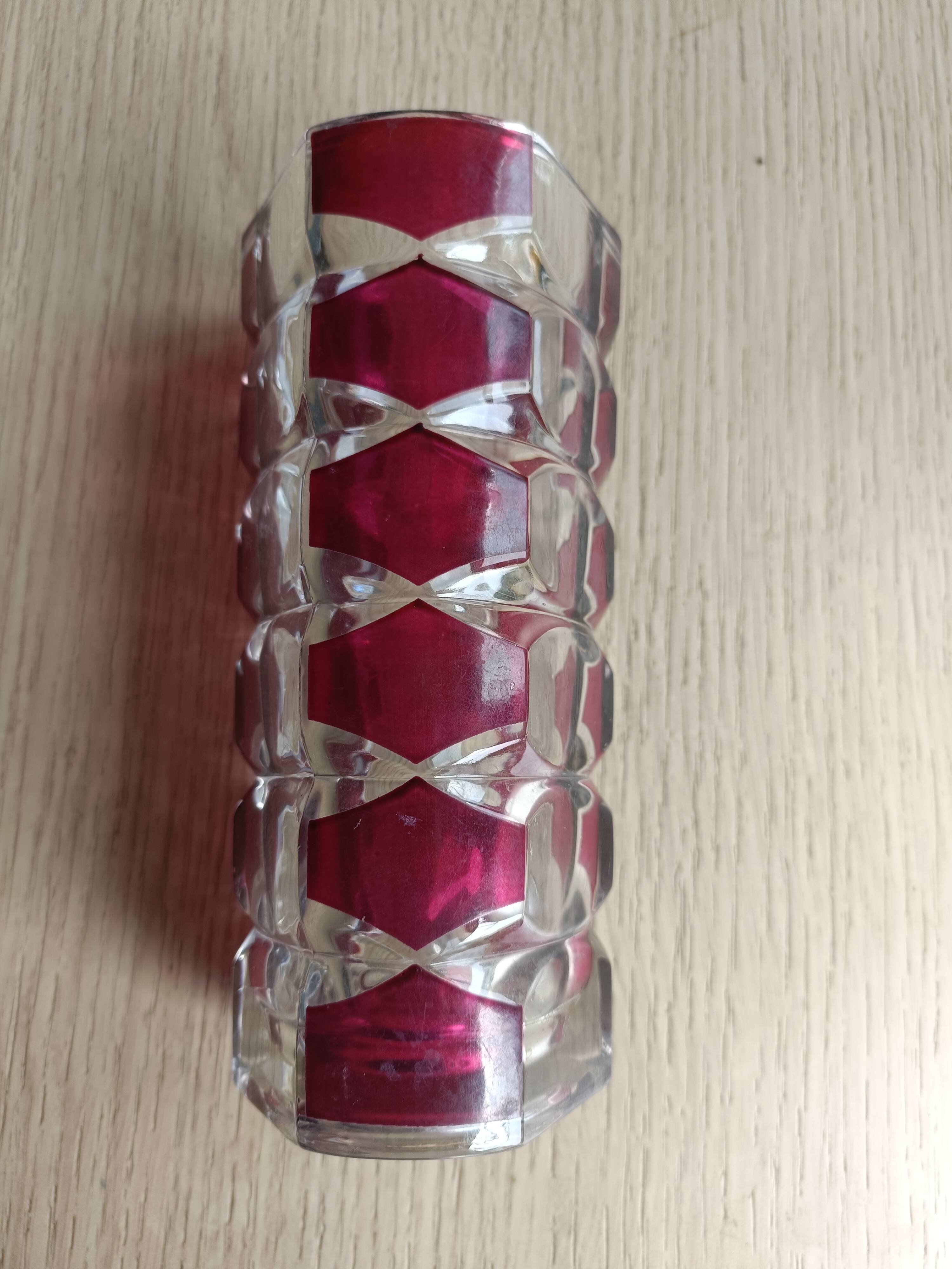 Two-tone art deco molded glass vase