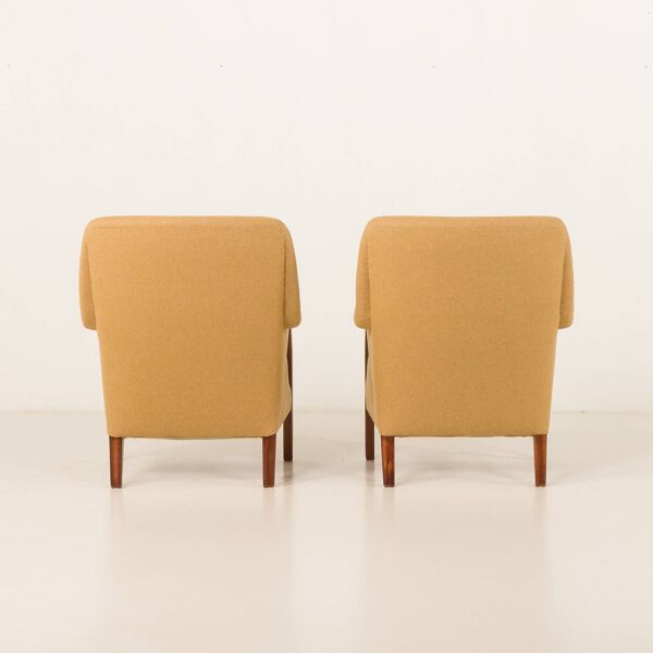 2 fauteuils scandinaves en teck et laine, années 1960