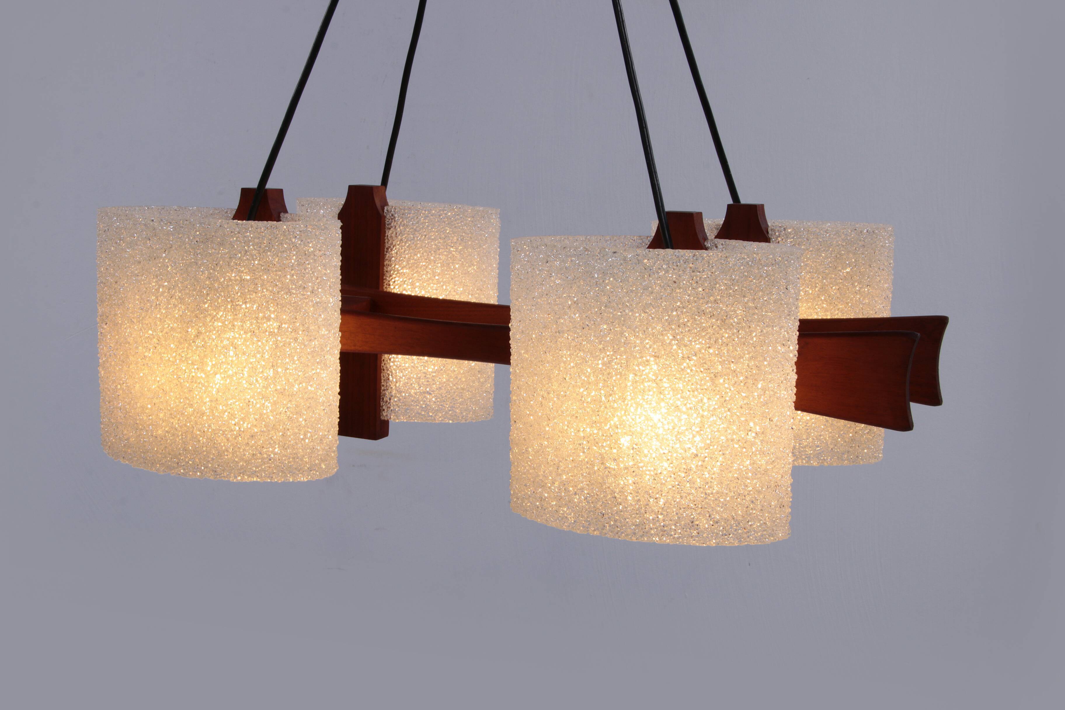 Scandinavian pendant light with resin caps, 1960
