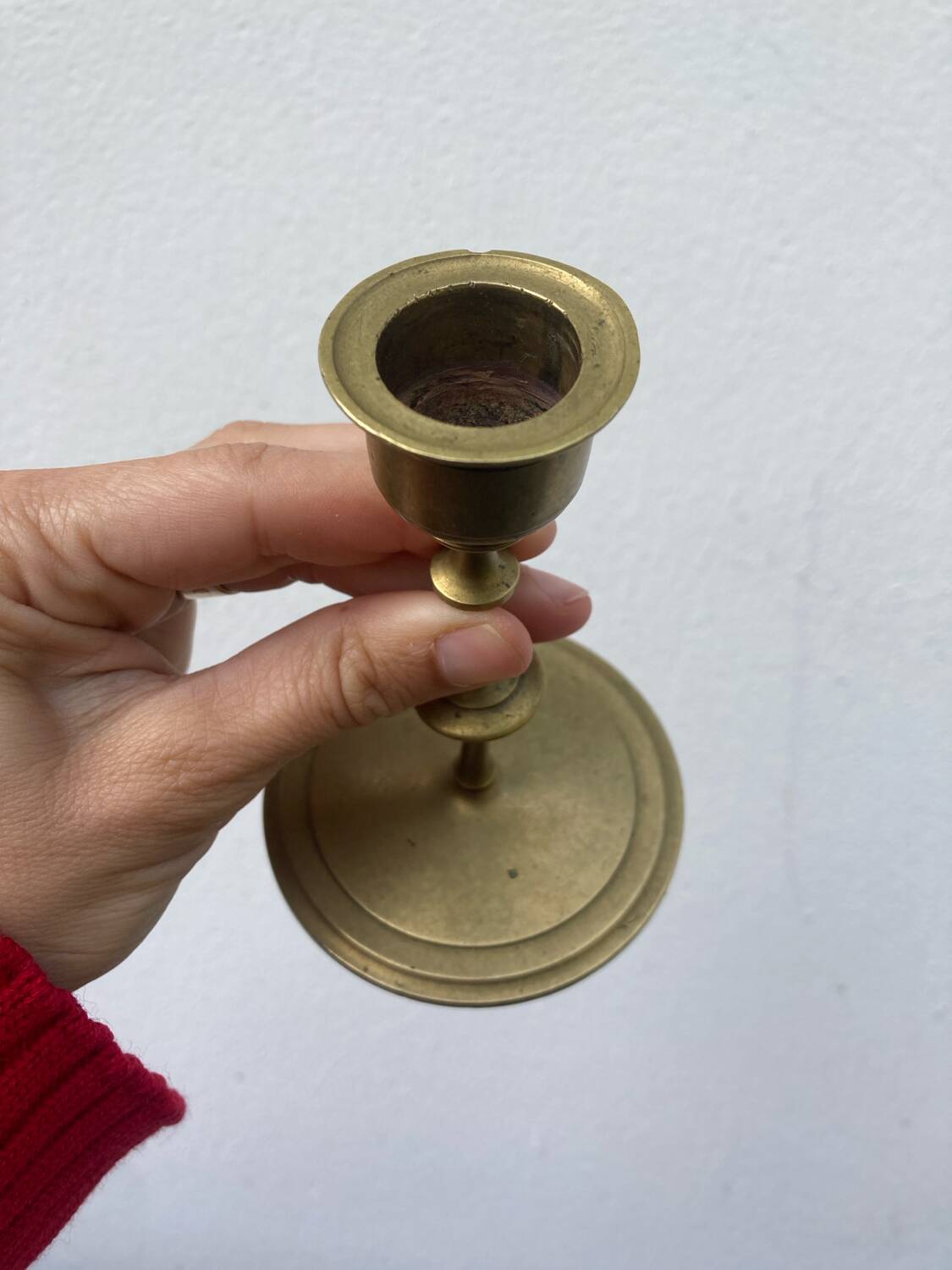 Petit bougeoir en laiton doré XIXer