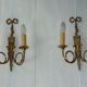 Pair of wall lamps Louis XVI hunting horn bronze dore