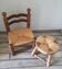 Chaise et tabouret paillés
