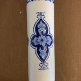 Pair of old candlesticks in blue and white earthenware Gien 1950