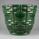 Cache-pot, Art Deco planter by Saint-Clément signed by Blanche Letalle in malachite green glazed ceramic.