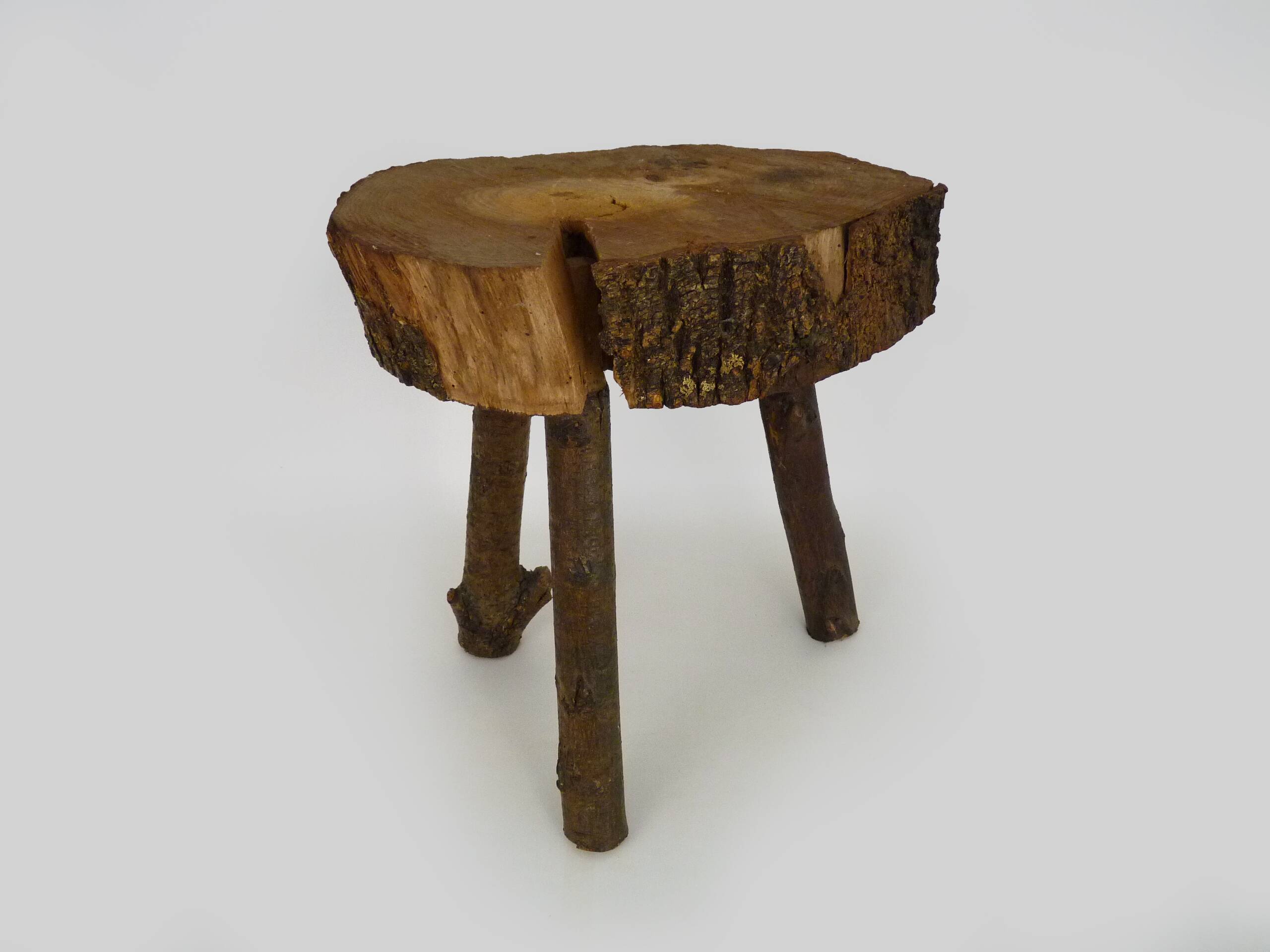Tripod oak milking stool, Ariège peasant art, France (19th century)