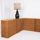 Series of 4 low tables made of cord and pine, France, 1980s.