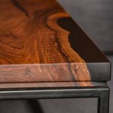 Handcrafted coffee table in solid walnut & epoxy resin – unique piece