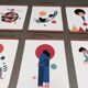Ensemble de 6 affiches en cuir et teck design scandinave