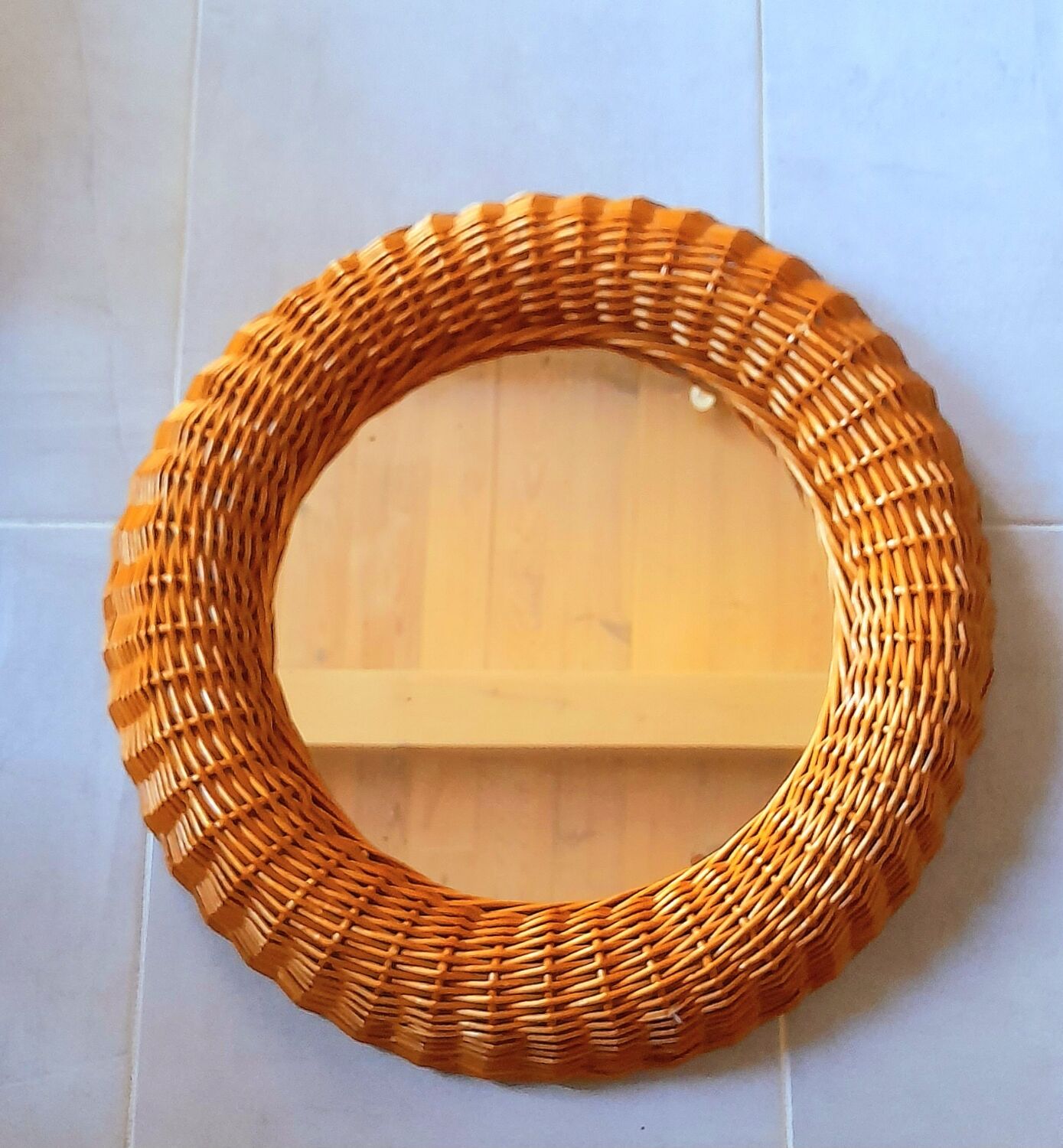 Rattan mirror 60s 47cm