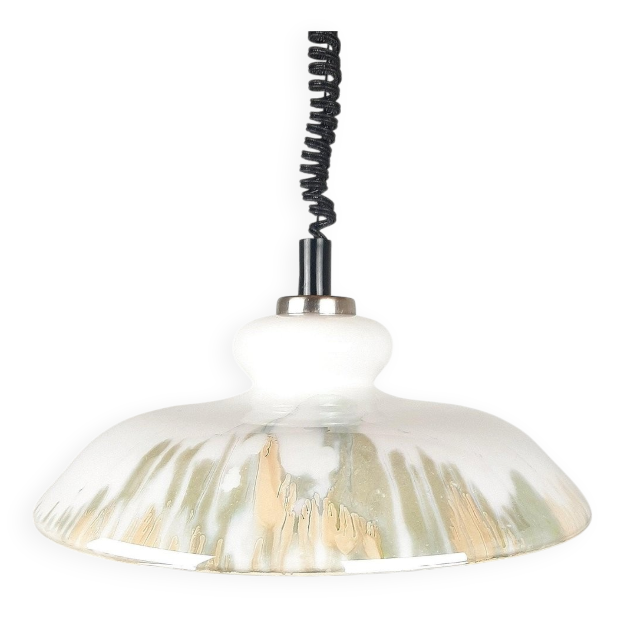 White glass pendant lamp, 1970s