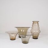 Art Deco Ensemble / Swedish Grace of 4 Glass Containers by Simon Gate Orrefors Sweden 1920s
