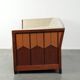 Art Deco design sofa with beautiful woodwork and cream fabric upholstery